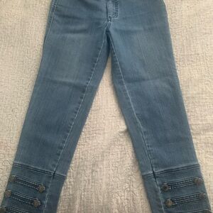 Multiples Light Blue Ankle Jeans with Button Detail